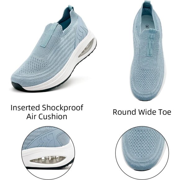 Dolphinslides Women Men Light Blue Running Athletic Tennis Lightweight Sneakers - Picture 3 of 7